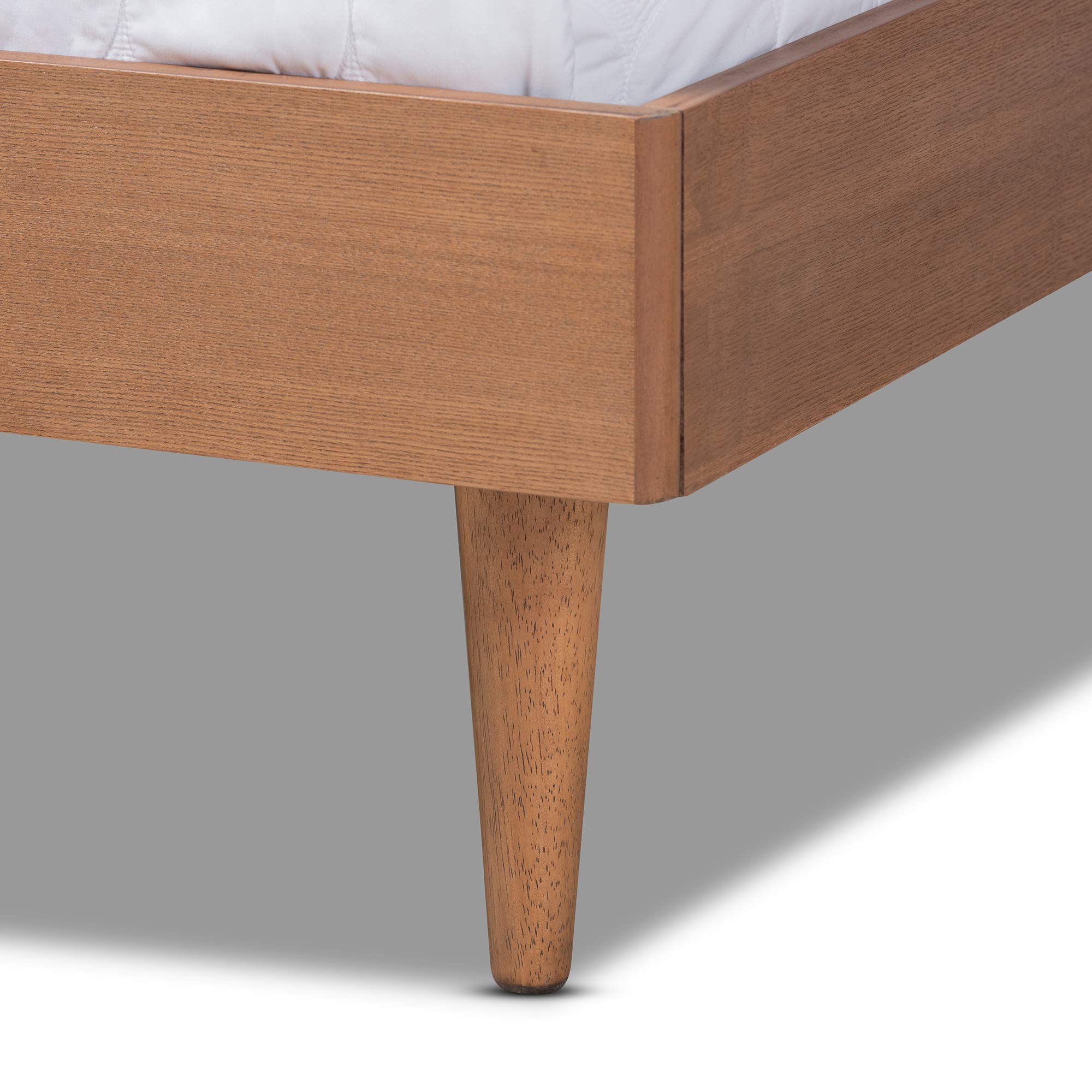 Baxton Studio Queen Size Platform Bed Frame in Ash Walnut - Modern Minimalist Bedroom Furniture for Small Spaces & Apartments