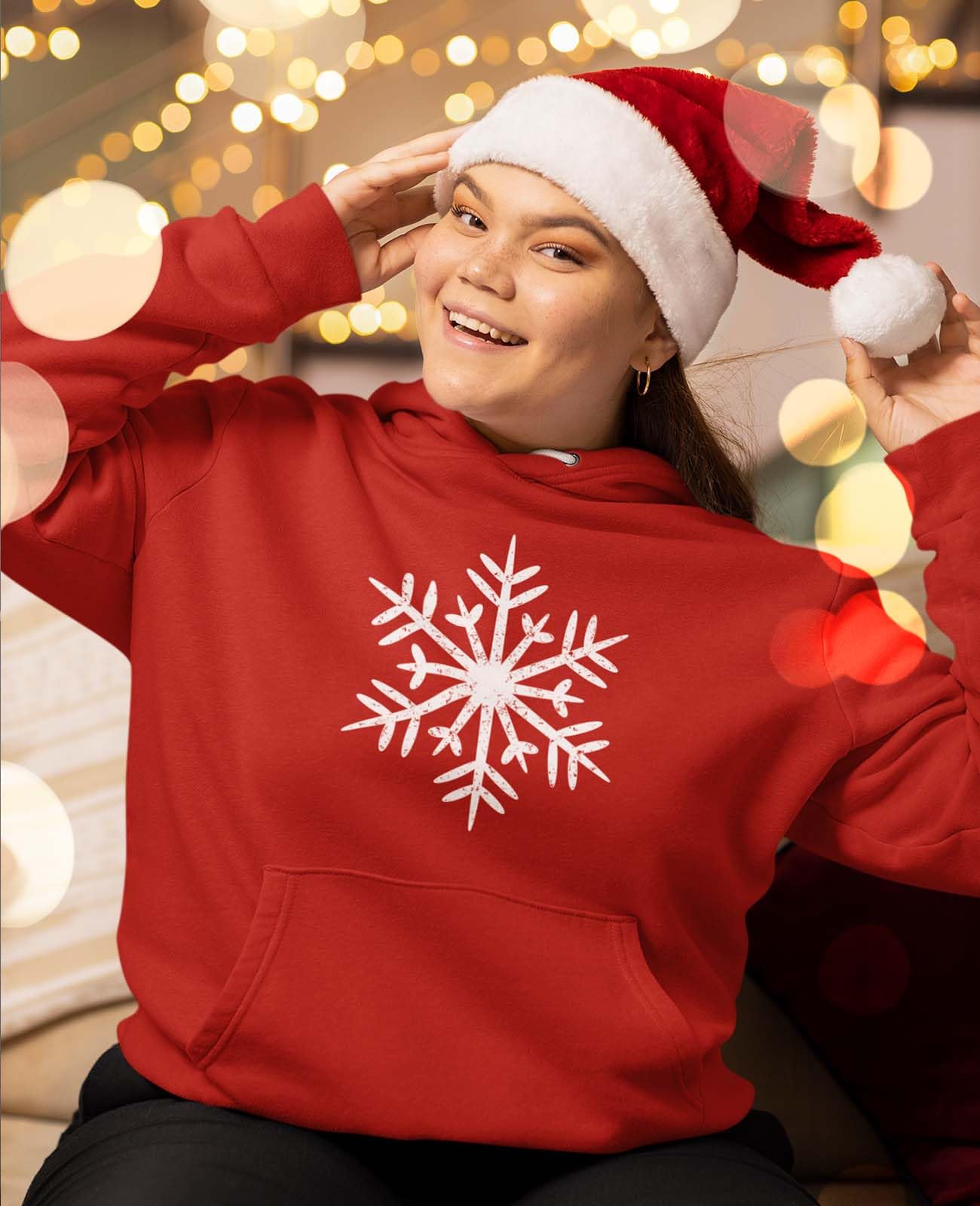 Women's Snowflake Christmas Hoodie - Cozy Holiday Sweatshirt for Winter