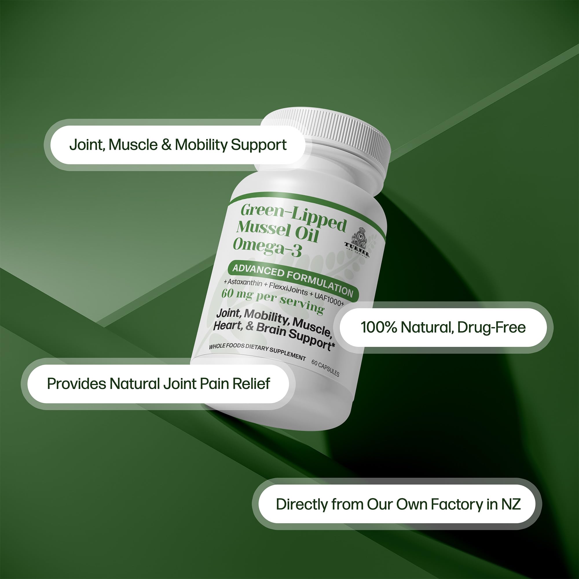 Premium New Zealand Green Lipped Mussel Oil with UAF1000+ Super Antioxidant - 53x Higher Potency Omega-3 for Joint Support & Mobility, Fish-Free Aftertaste, 180 Softgels (3 Bottles) - Ideal for Active Lifestyles, Arthritis Relief & Daily Wellness