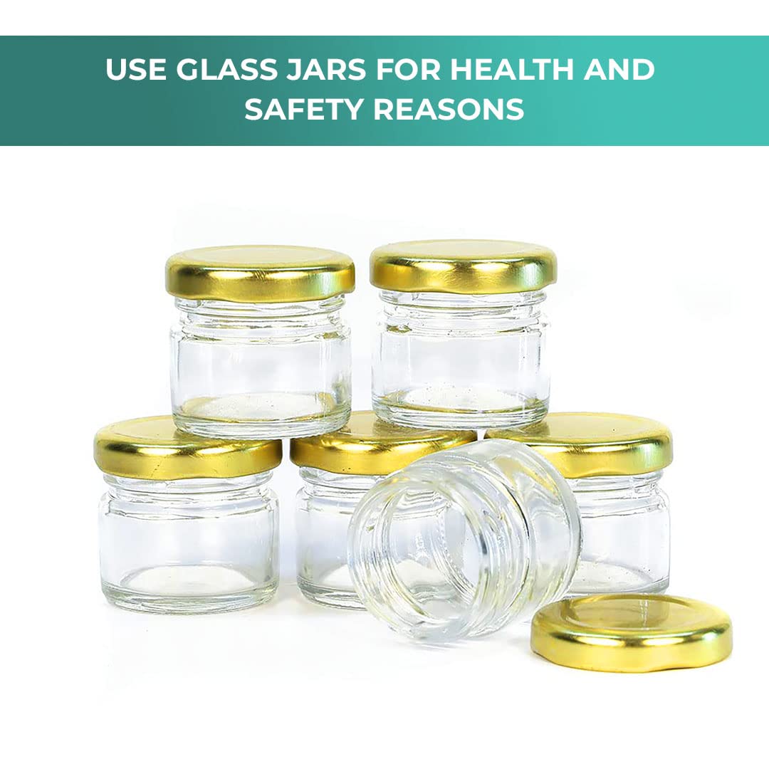 Premium Round Empty Glass Cosmetic Jars with Golden Cap & White Inner Lids - 30ml (25g) - 3-Pack for DIY Creams, Balms, Face Scrubs & Body Butter - Perfect for Home Spa, Skincare Routine & Travel-Friendly Beauty Containers