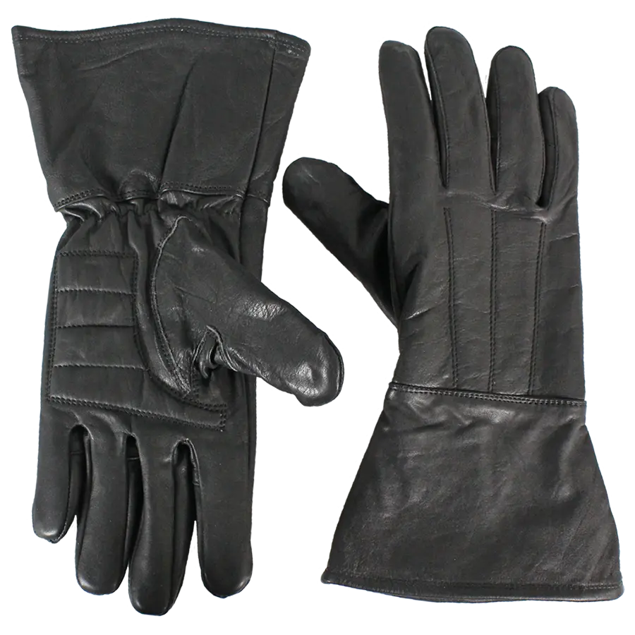 Open Road Men's Gauntlet Leather Motorcycle Gloves - Durable Biker Gloves for Harley & Cruiser Riders - Perfect for Long Rides & Cold Weather Protection