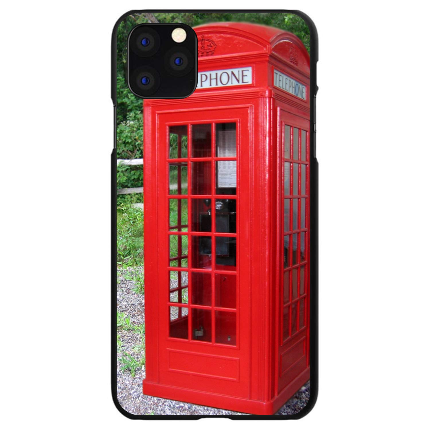 DistinctInk Ultra Slim Hard Plastic Case for iPhone 12 Pro Max (6.7 Inch) - Custom Black Phone Cover with Red London Phone Booth Design - Perfect for Everyday Protection & Style