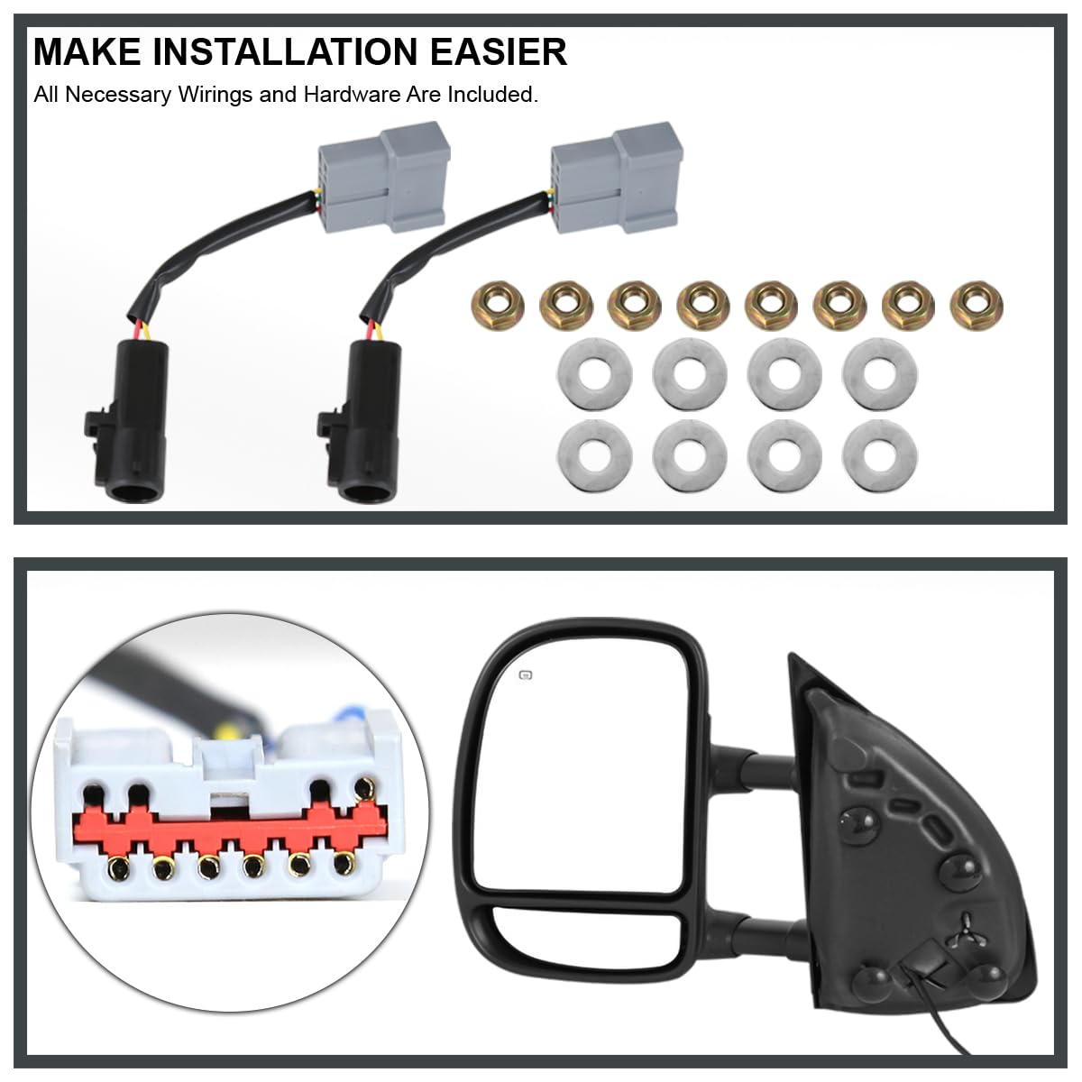 Spec-D Tuning LED Power & Heated Towing Side Mirrors for 1999-2007 Ford F250 F350 F450 F550 Super Duty - Left & Right Pair - Perfect for Towing, Off-Roading & Winter Driving