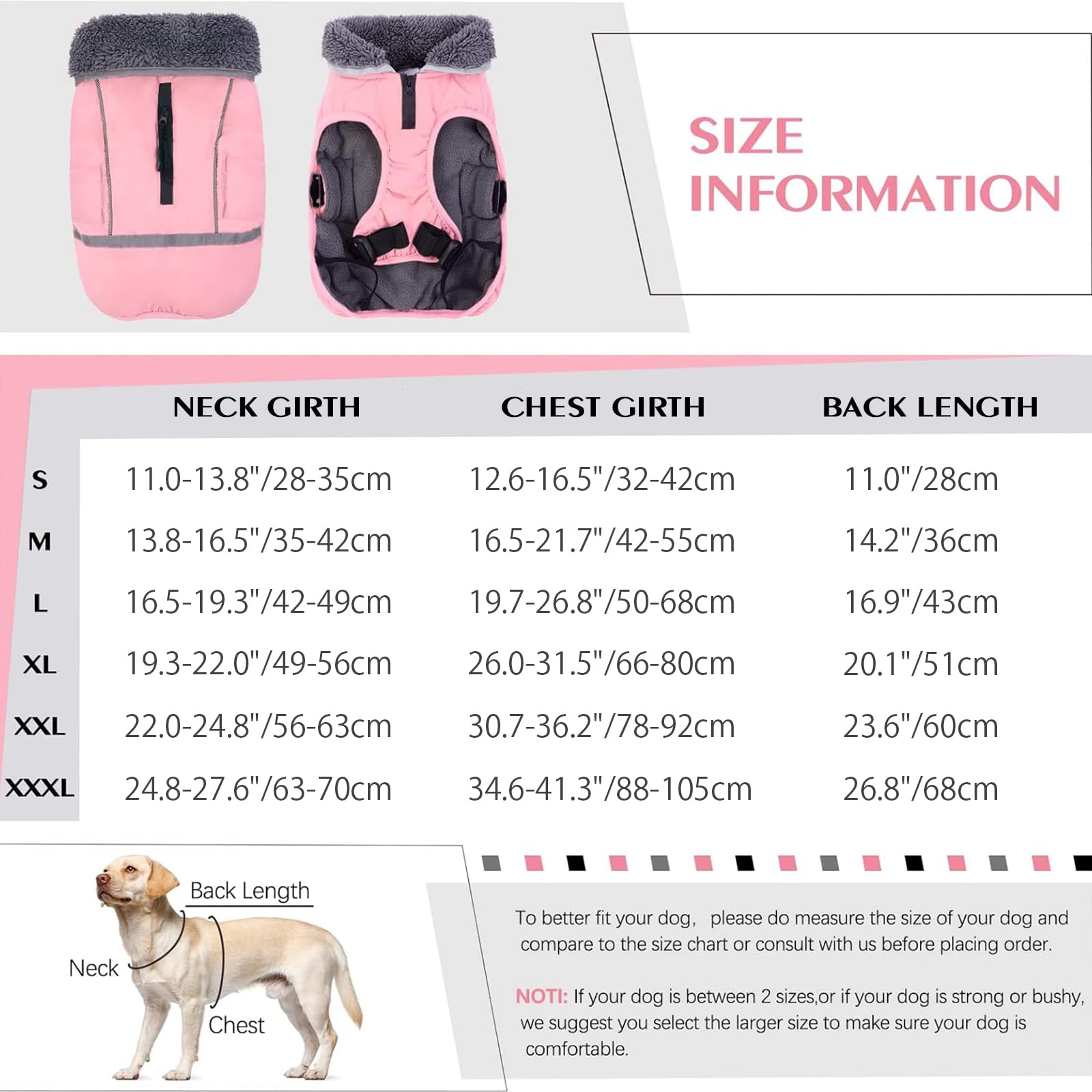 QBLEEV Reflective Waterproof Dog Winter Coat - Fleece-Lined Warm Dog Jacket with Turtleneck for Small, Medium & Large Dogs | Cold Weather & Snow Protection | Perfect for Outdoor Walks, Winter Adventures & Christmas Pet Apparel