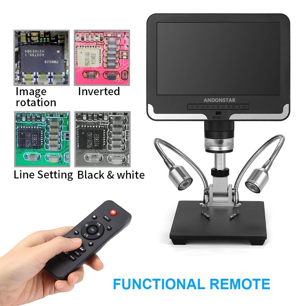 Andonstar AD206 7-inch LCD Digital Microscope - 200X Magnification Zoom for Soldering, Phone Repair & Circuit Board Inspection | Electronics Microscope for Hobbyists, Engineers & DIY Projects