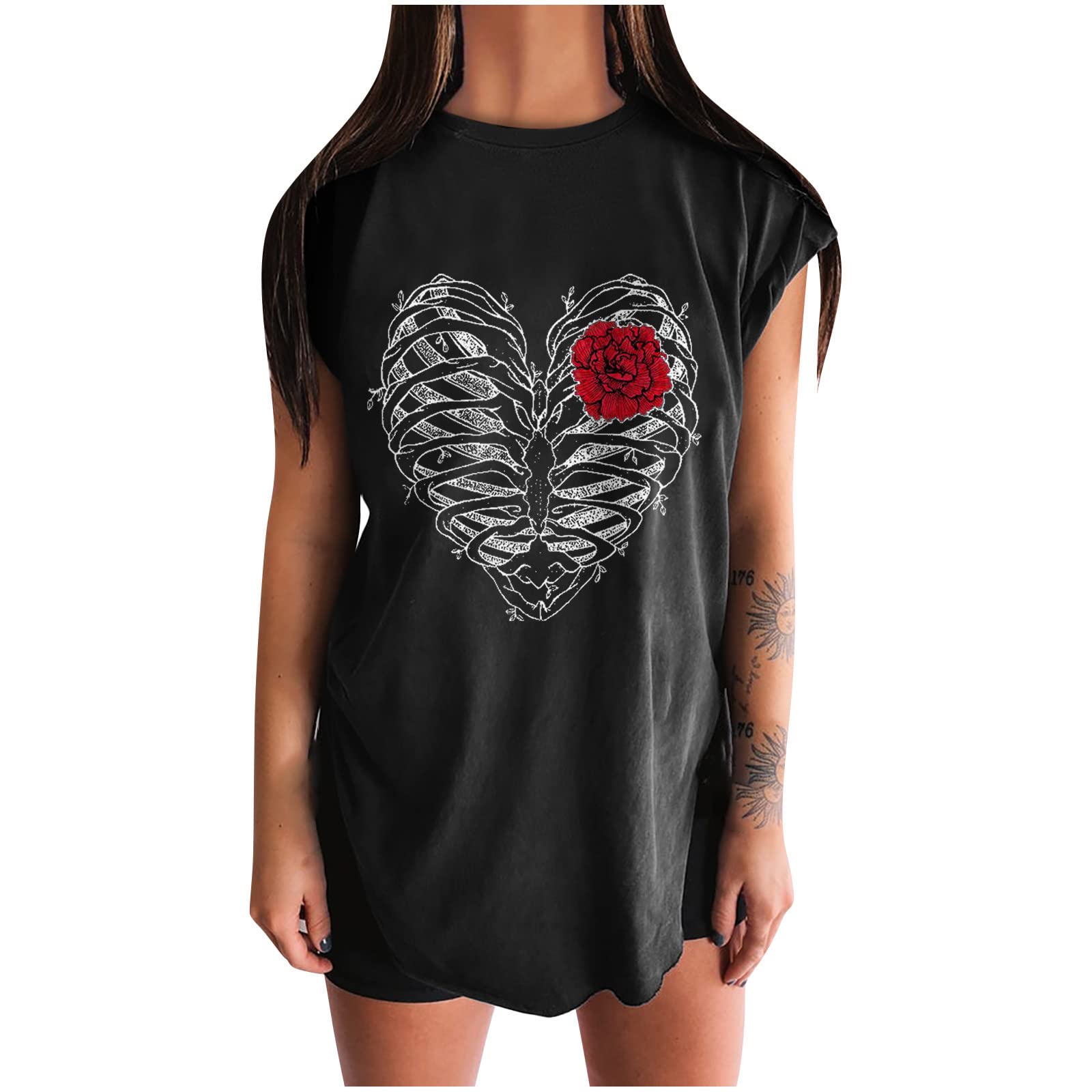 Vintage Retro Women's Casual Short Sleeve T-Shirt - Round Neck Loose Fit Slit Print Blouse for Everyday Wear & Summer Outfits