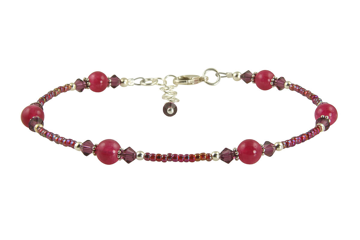 Natural Amethyst & Pink Jade Beaded Anklet Bracelet for Women - Elegant Adjustable Ankle Jewelry for Summer, Beach, Boho Style