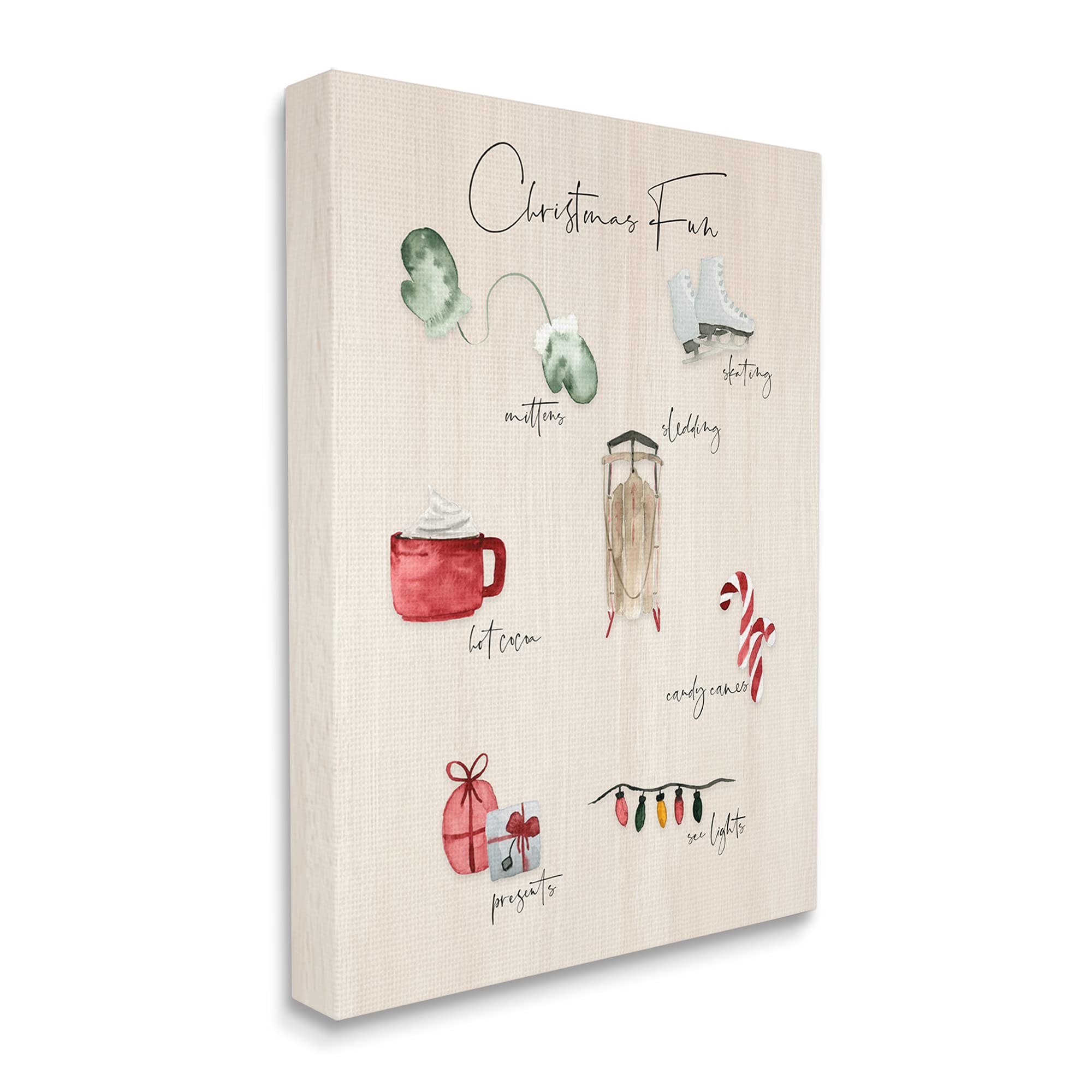 Stupell Industries Rustic Christmas Fun Chart Holiday Tradition Festive Illustrations Canvas Wall Art - 36