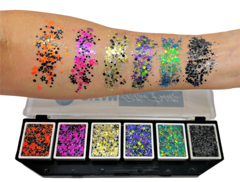 NOCTURNAL GLEAM Glitter Cream Palette - Long-Lasting Shimmer & Sparkle for Eyes, Face & Body - Perfect for Parties, Festivals & Night Out Makeup