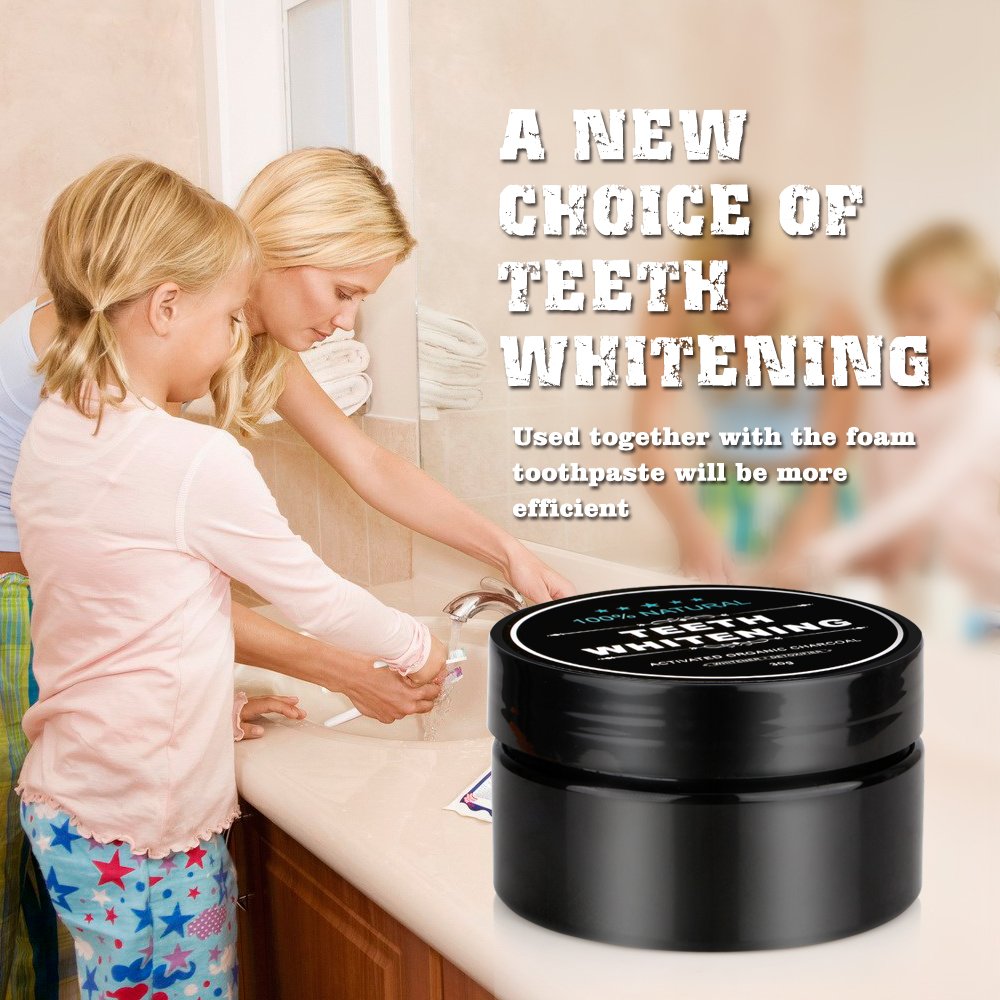 2-Pack Activated Charcoal Teeth Whitening Powder - Natural & Organic Coconut Toothpaste Alternative for Oral Care - Chemical-Free Dental Hygiene Solution for Brighter Smile - Perfect for Daily Use, Travel & Sensitive Teeth