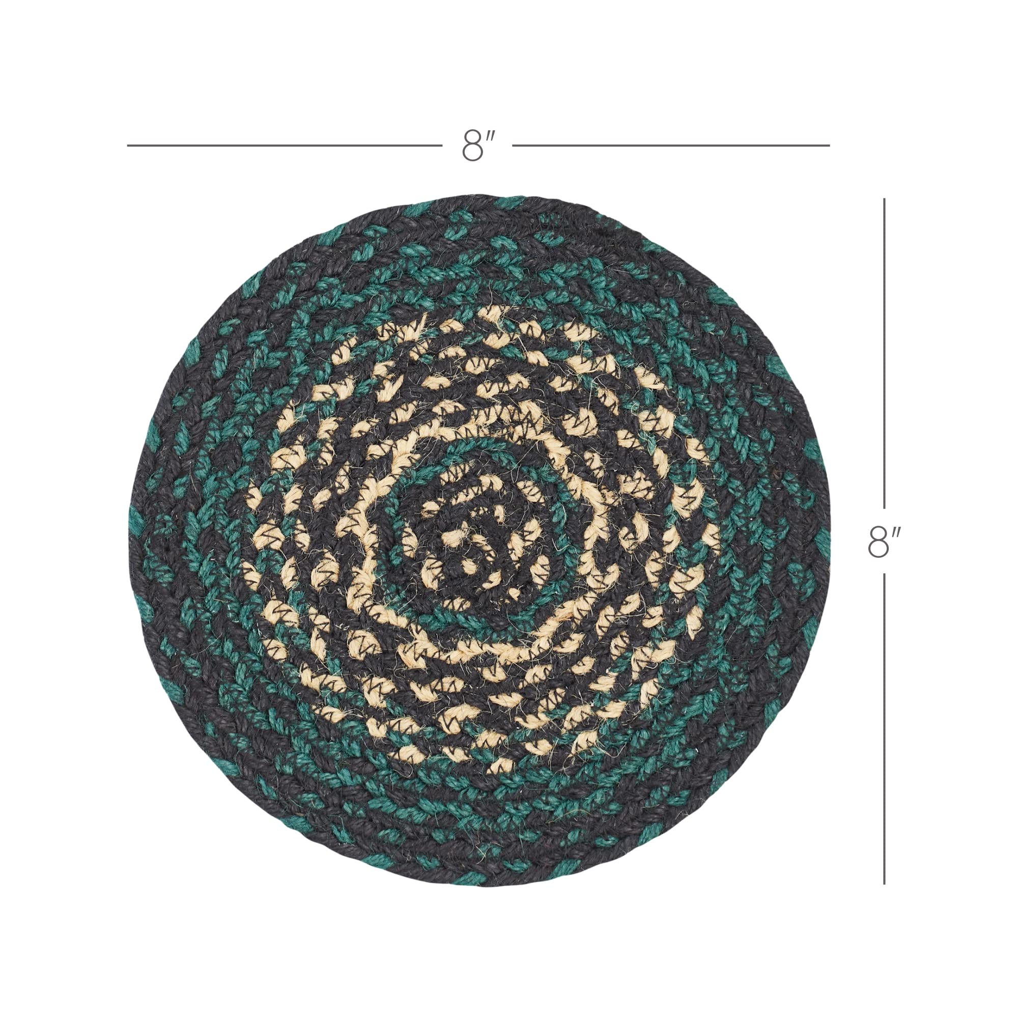 VHC Brands Woven Jute Table Mat - Heat Resistant Round Trivet & Pot Holder - Natural Striped Design - 8 Inch Kitchen Decor for Dining Table, Countertop Protection, Hot Dishes & Coasters