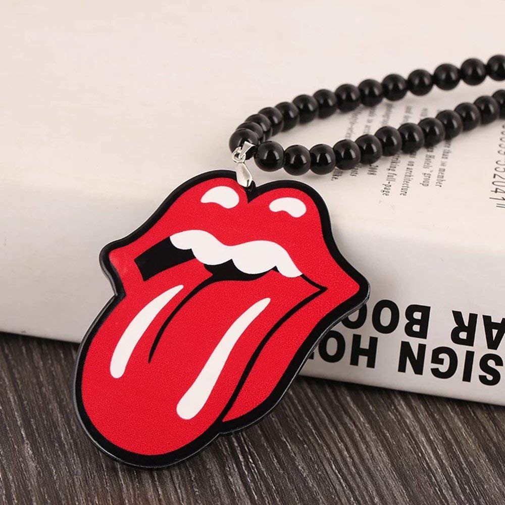 INEBIZ Hip Hop Acrylic Red Lip & Tongue Car Mirror Hanging Charm - Beaded Pendant for Car Decoration Accessories - Perfect for Street Style, Urban Cars & Hip Hop Lovers