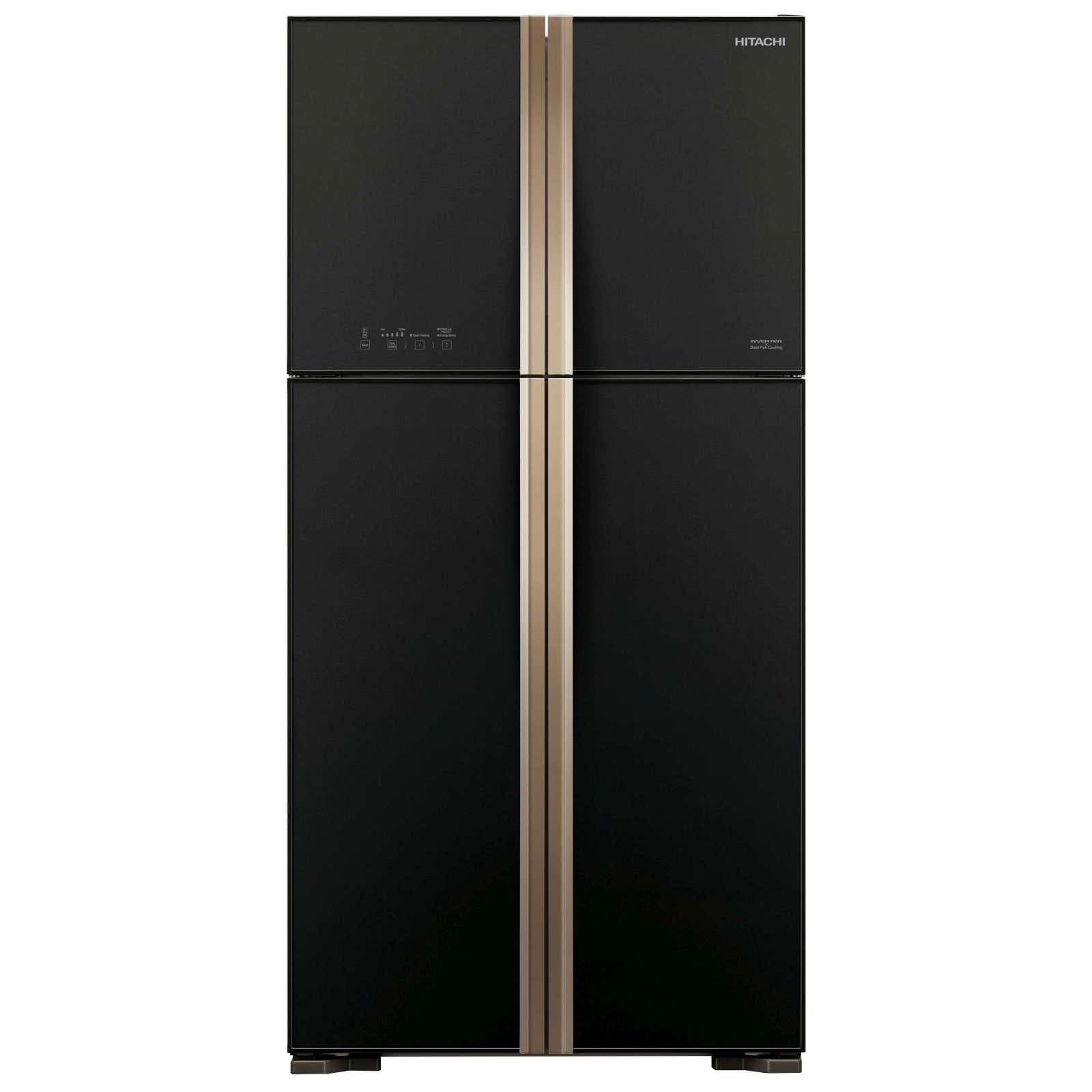 Hitachi 510L 4-Door French Door Bottom Freezer Refrigerator RW635P4MSGBK (Glass Black) - Energy Efficient Stainless Steel Fridge for Modern Kitchen & Large Family Use
