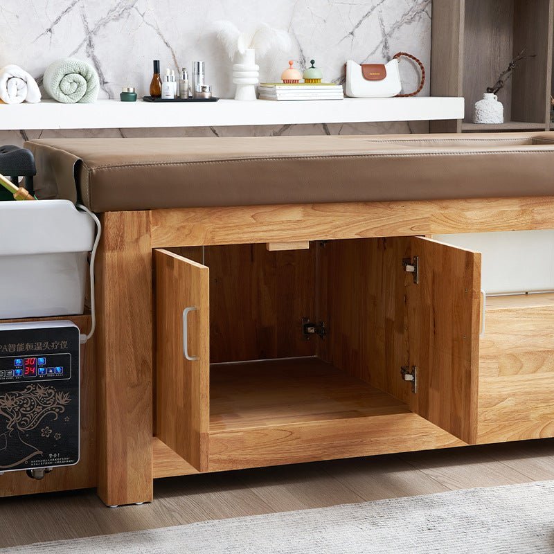 Premium Greenlife Thai Japanese Head Spa Sink Bed with Wooden Base - Professional Salon Backwash Shampoo Station for Relaxing Head Massage & Hair Treatments - Perfect for Spas, Salons, and Home Use