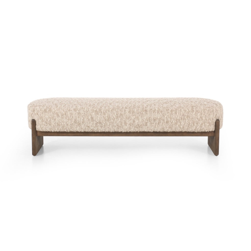 Kirby Accent Bench - Modern Upholstered Storage Ottoman with Removable Cushion, Solema Cream | Perfect for Living Room, Bedroom, or Entryway Seating & Storage