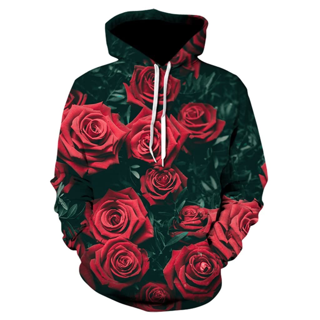 MMAXZ Retro Flower 3D Printed Hoodie - Funny Style Sweatshirt for Men & Women | Casual Pullover Hooded Sweater | Harajuku Streetwear Fashion (XXXL, Color A) - Perfect for Street Style, Cosplay & Everyday Wear