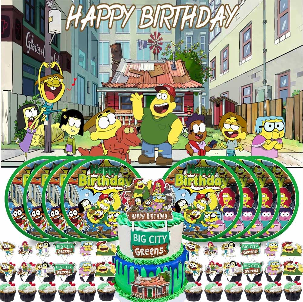Big City Greens Party Supplies Set - 20 Plates, Decorations, Cake Topper, Banner & Balloons for Birthday, Baby Shower & Themed Events