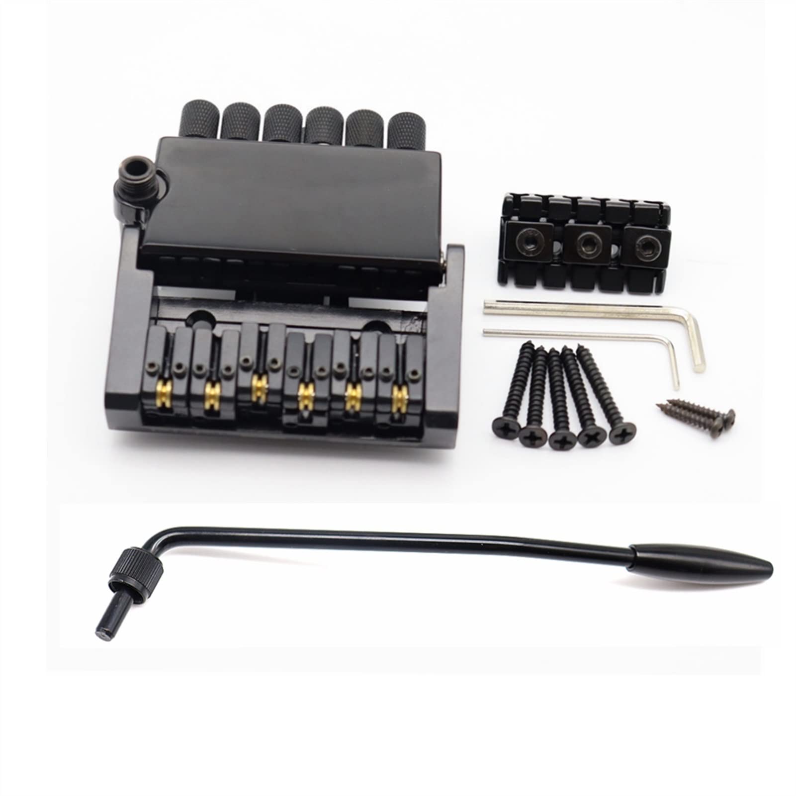6 String Headless Electric Guitar Bridge Tailpiece Roller Saddle Set - Black | Perfect for Guitar Upgrades & DIY Repairs
