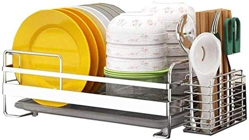 SHENXINCI Plastic Dish Drying Rack with Chopsticks Holder - Space-Saving Kitchen Utensil Organizer for Plates, Bowls & Cutlery | Perfect for Small Kitchens, Dish Drainer with Drip Tray for Countertop Storage