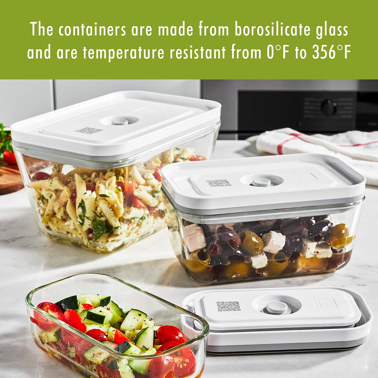 ZWILLING Fresh & Save Glass Airtight Food Storage Containers - Small Meal Prep Containers for Fresh Food Preservation | Perfect for Kitchen Organization & Leftovers Storage