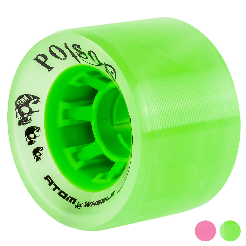 Atom Poison 62mm Roller Skate Wheels 4-Pack - High Performance Outdoor/Indoor Skating Wheels for Artistic, Derby & Recreational Roller Skating