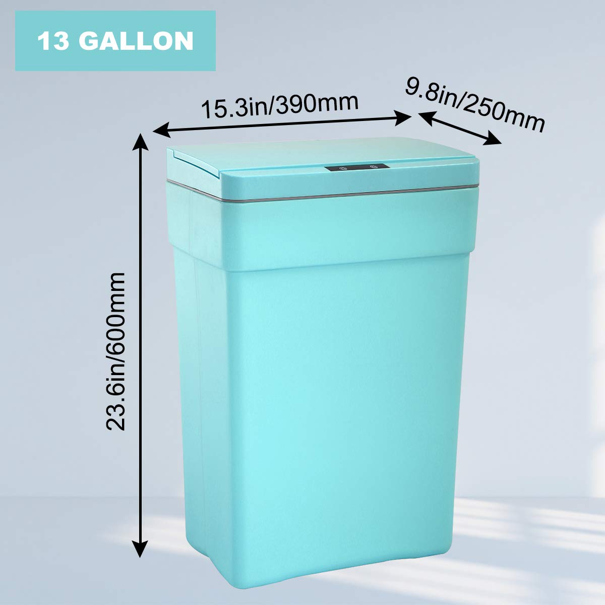 Automatic Motion Sensor Trash Can - 13 Gallon/50L Touch-Free Kitchen Garbage Bin with Lid, High-Capacity Plastic Wastebasket for Bathroom, Bedroom, Home Office - Blue (Ideal for Hands-Free Disposal in Kitchens & High-Traffic Areas)