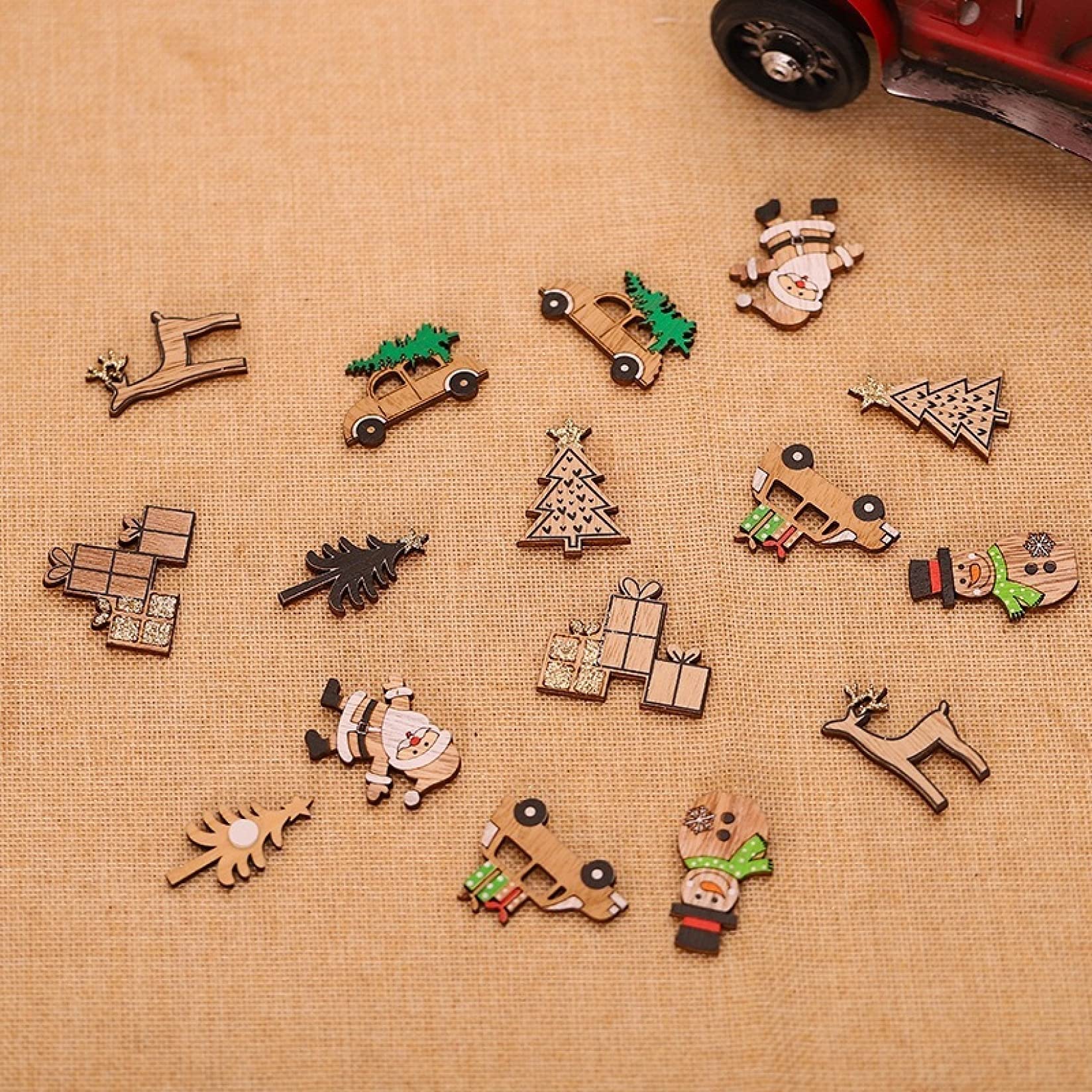 12pcs Christmas Wooden Car Ornaments - Xmas Tree Hanging Decorations for Home, Kids Gifts & Holiday Party Supplies - Perfect for Christmas Tree Decor, Gift Exchange & Festive Home Decorating