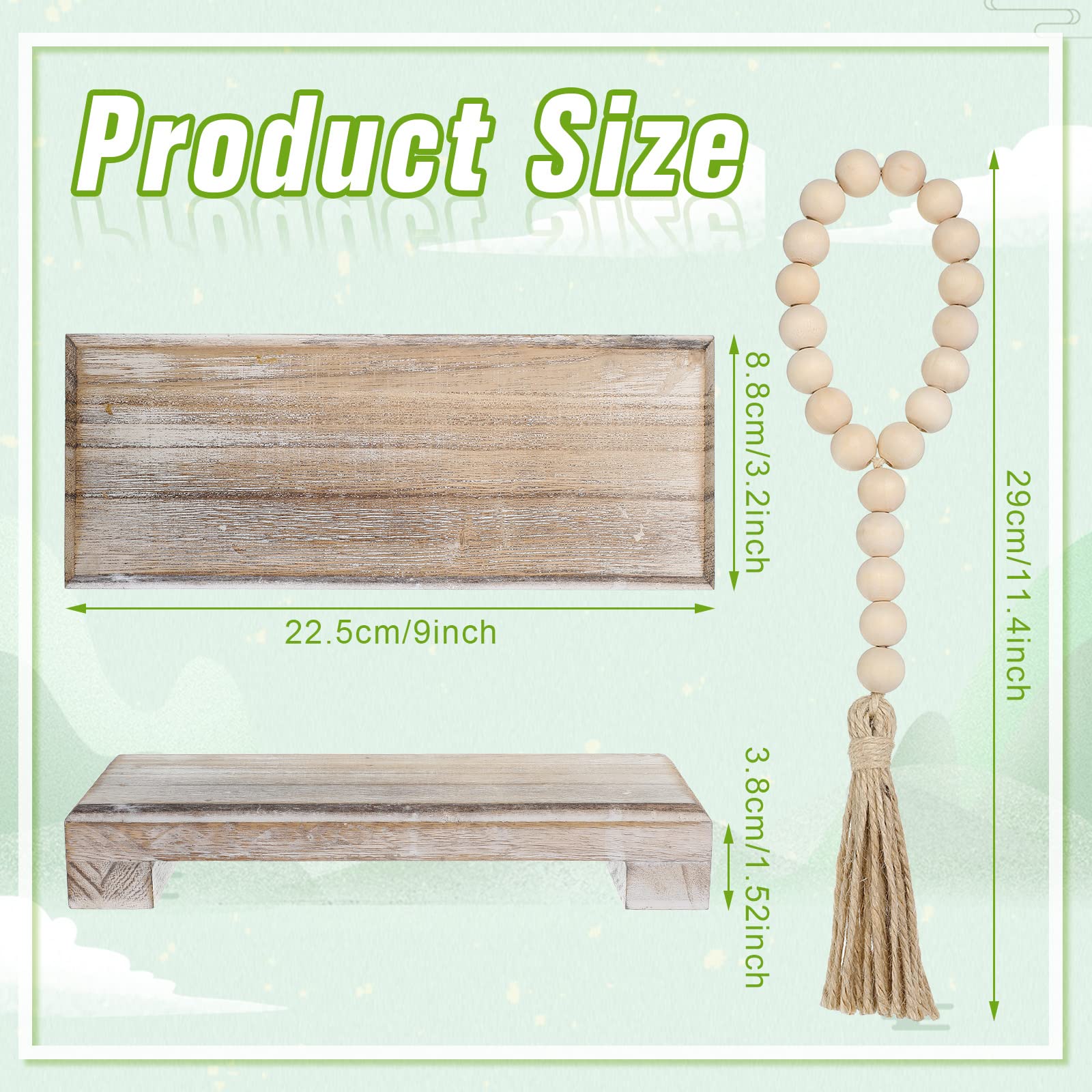 Kathfly 2-Pack Wooden Soap Holder Stand with Wood Bead Garland - Rustic Soap Tray for Kitchen Sink, Bathroom Countertop - Perfect for Organizing Bottles, Plants, Candles, Guest Towels & Jewelry Decor | Farmhouse & Boho Home Decor Accessories