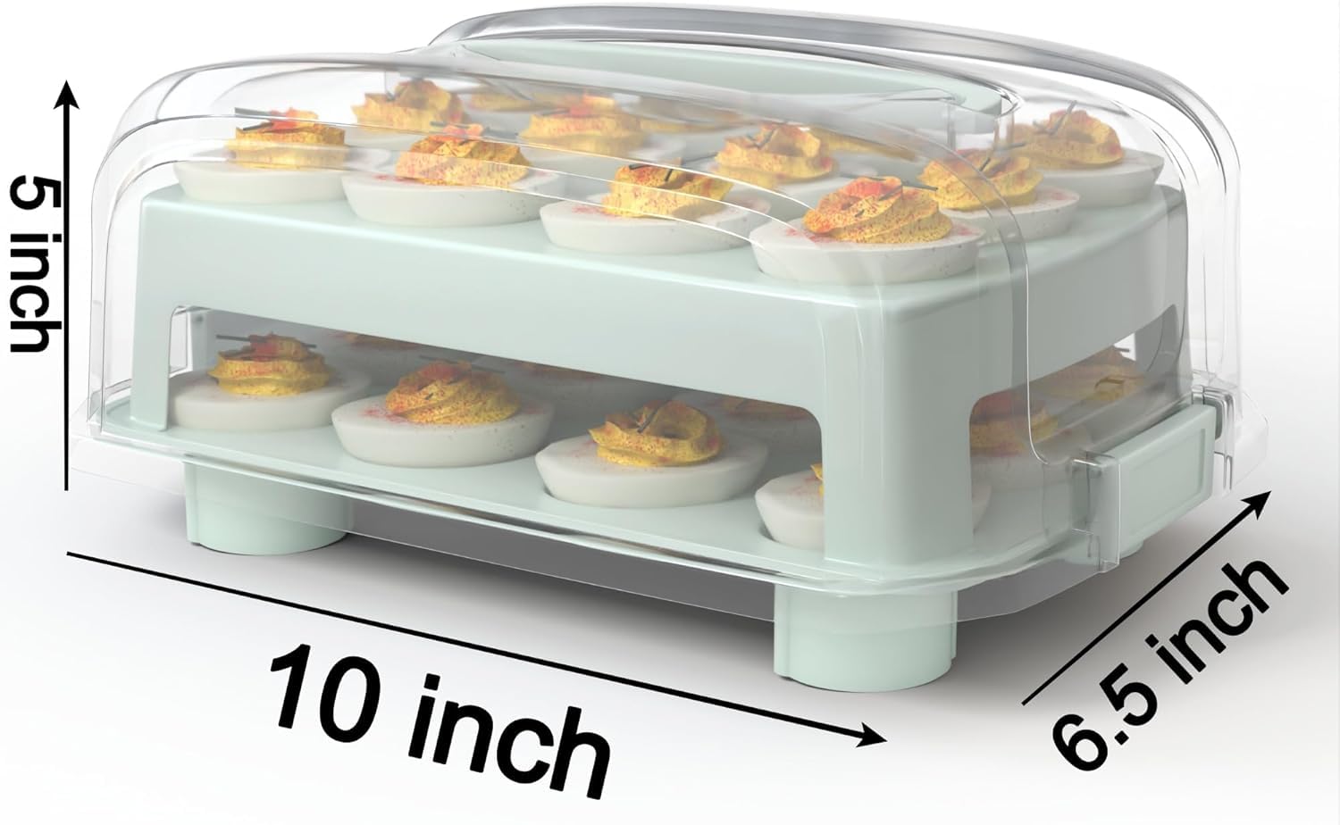 24-Count Deviled Egg Carrier - Durable 2-Tier Egg Holder for Standard Eggs, Reusable Travel Egg Box (Green) - Perfect for Picnics, Parties & Holiday Gatherings