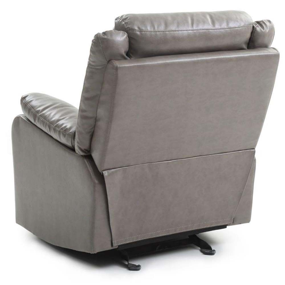 Glory Furniture Ward Faux Leather Rocker Recliner Chair - Gray Upholstered Living Room Reclining Chair for Comfortable Relaxation in Bedroom, Lounge or Home Theater