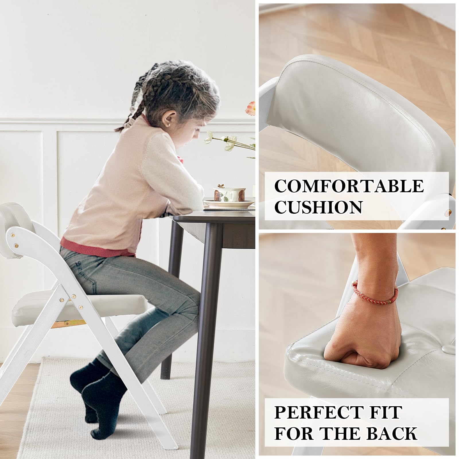 Comfortable Wooden Folding Chairs Set of 2 with Padded Seats - 31