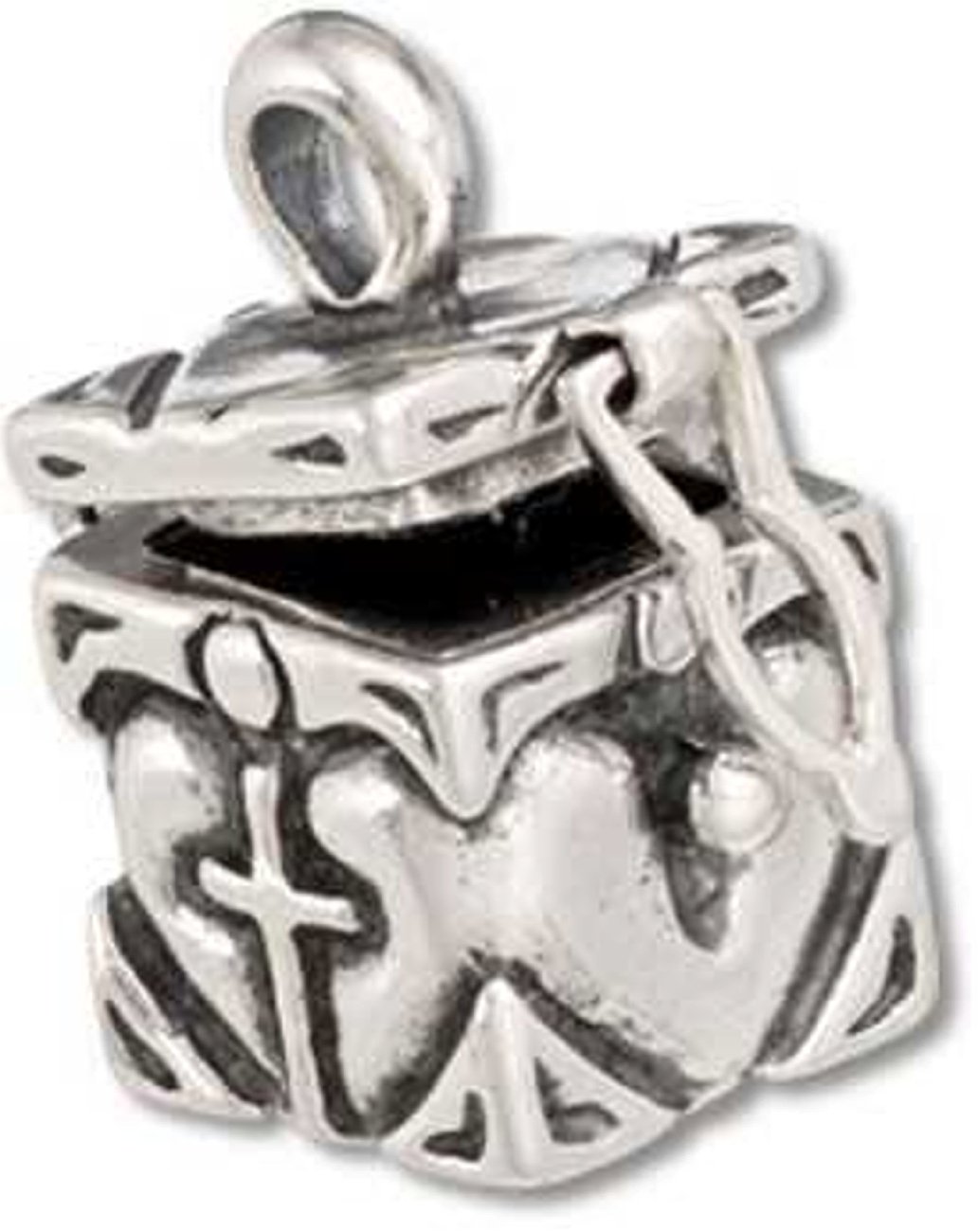 Sterling Silver Women's 1mm Box Chain Necklace with 3D Cross in Heart Prayer Box Pendant - Perfect for Daily Wear, Gifts & Religious Occasions