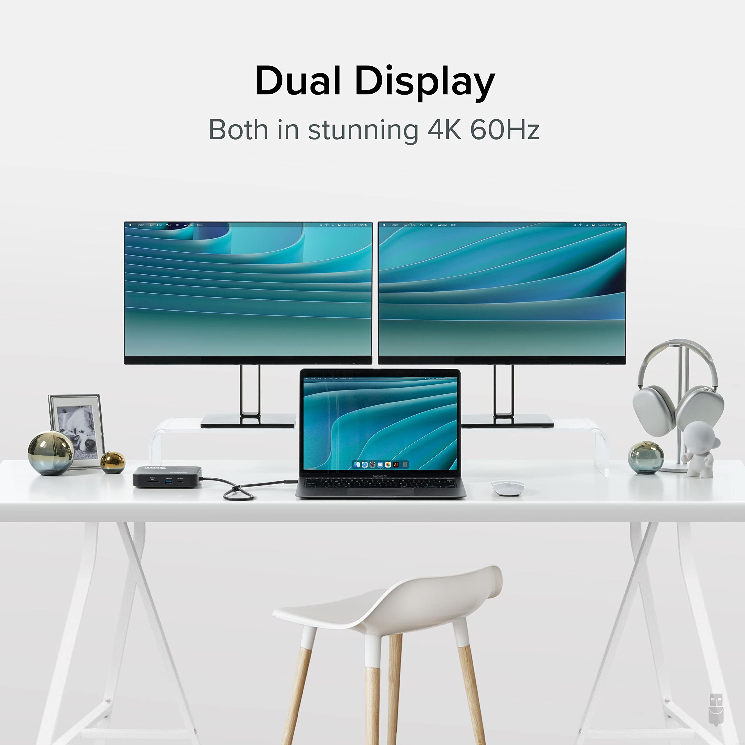 Plugable 7-in-1 USB C Docking Station with Dual HDMI for Mac & Windows - USB4/Thunderbolt 3 Compatible, 100W PD Charging, 2x HDMI 4K, USB-C, Gigabit Ethernet, USB 3.0 & SD Card Reader - Perfect for Home Office & Multi-Monitor Workstations