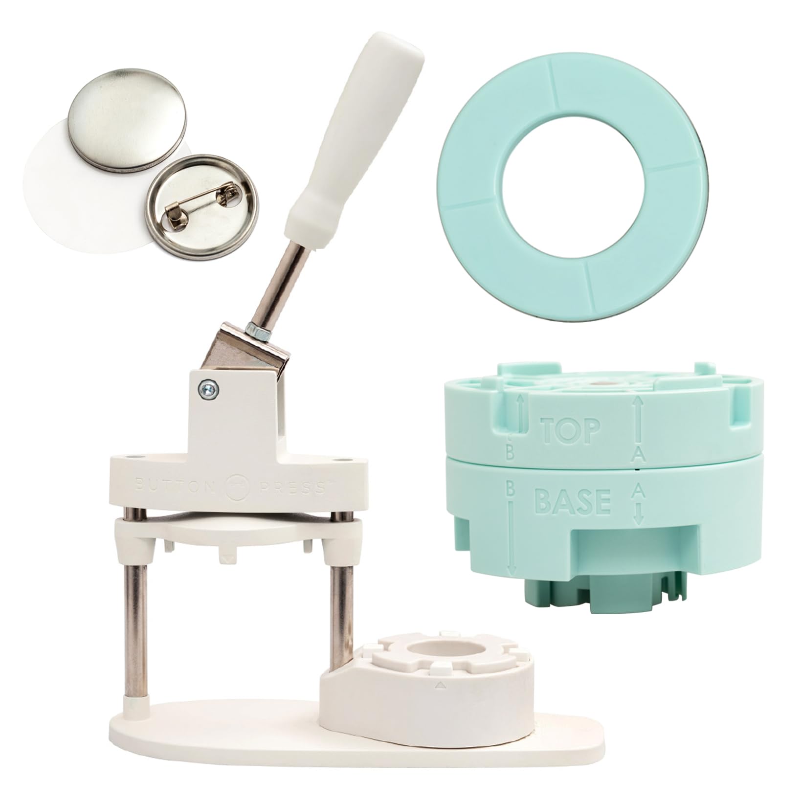 We R Memory Keepers Button Press Kit - Includes Button Press, Cutting Inserts, Medium Circle Die & 5 Buttons for Making Custom Pins, Badges & Keychains - Perfect for DIY Crafts, School Projects & Personalized Gifts