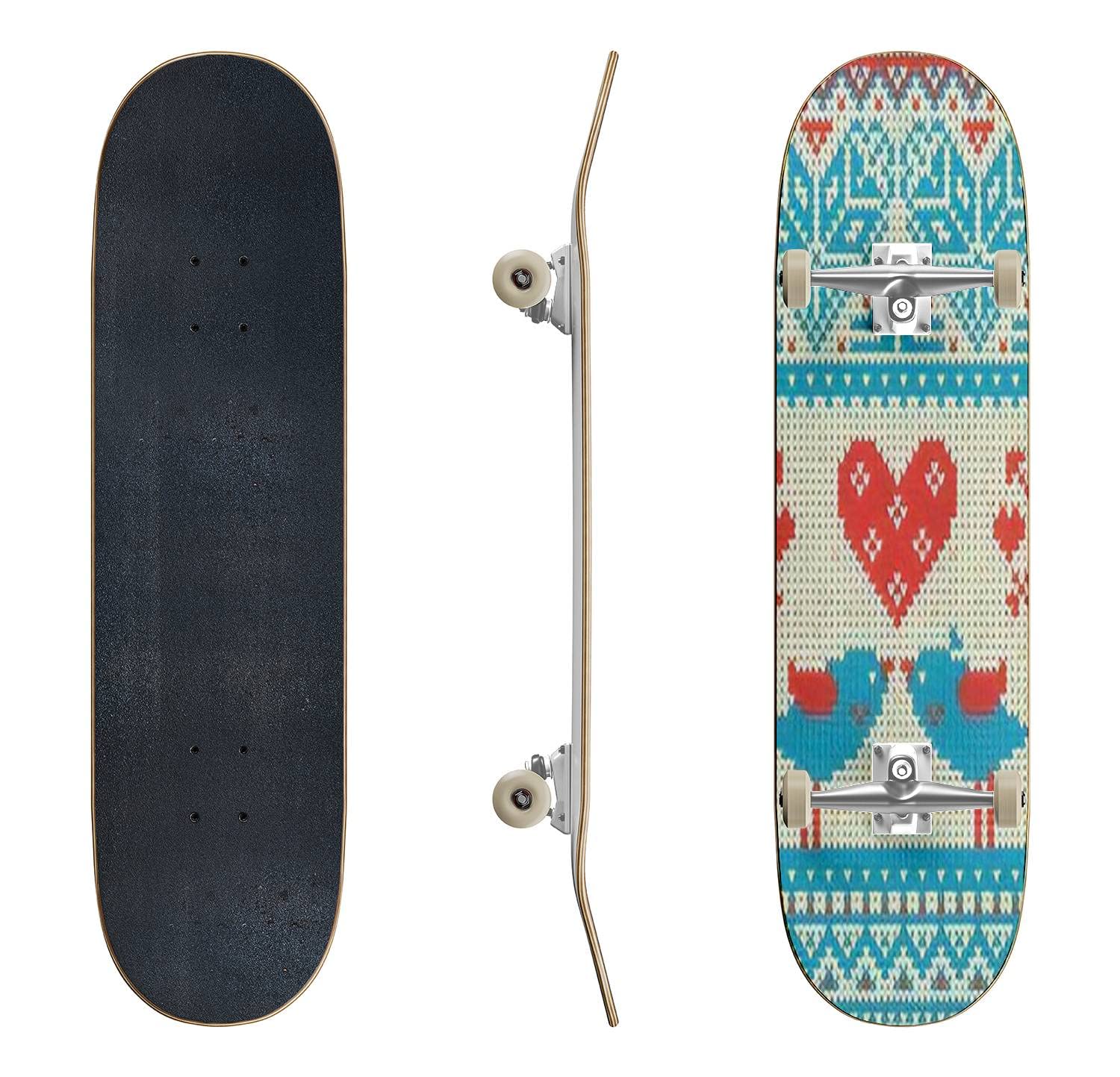 Printed Lips Skateboard - Classic Concave Longboard for Beginners & Professionals | Extreme Sports Gear, Cool Teen Gifts, Fashionable Street Style | Perfect for Commuting, Tricks & Skatepark Fun