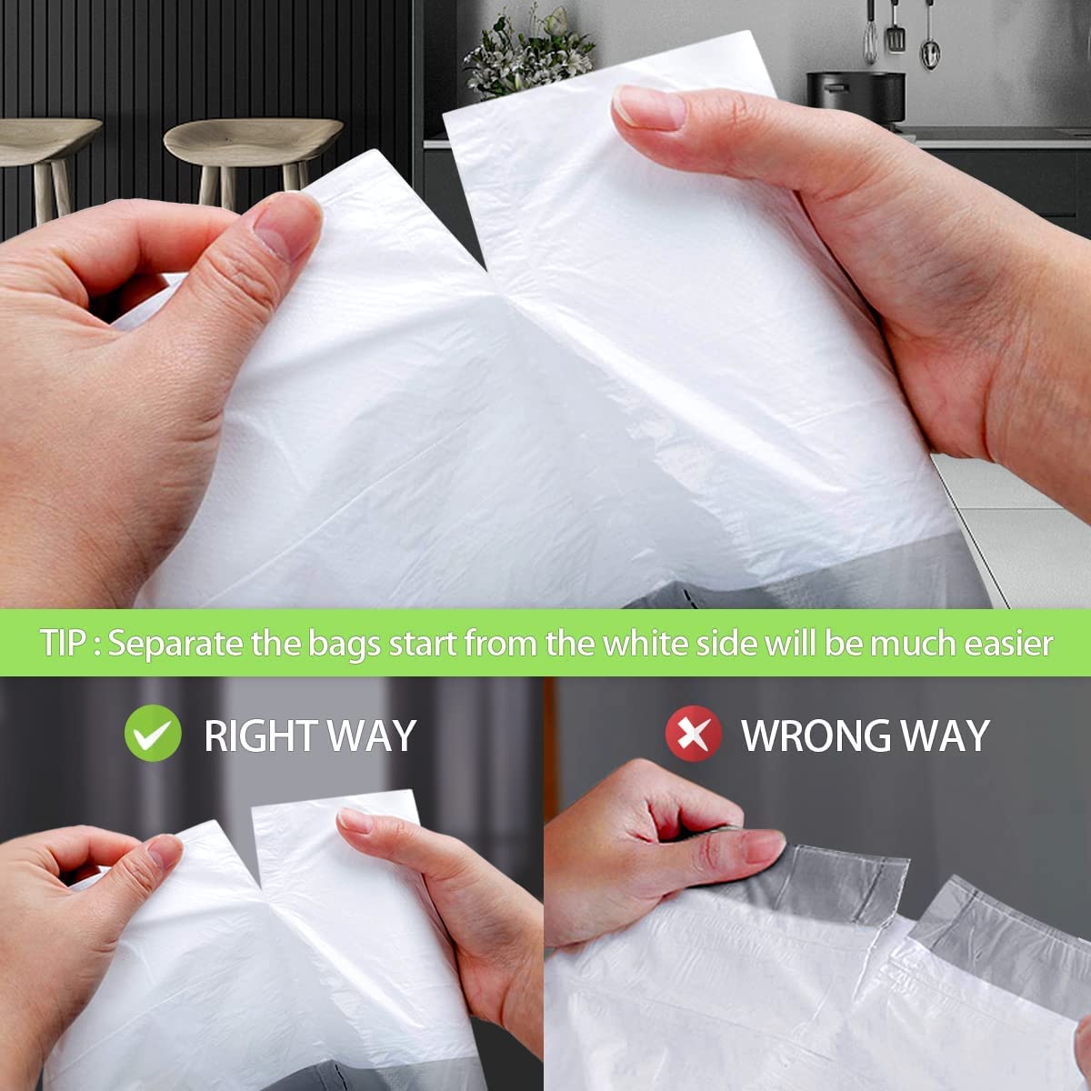 Teivio 1.6 Gallon 100 Counts Heavy Duty Drawstring Trash Bags - Medium Kitchen & Bathroom Garbage Bags, Strong Plastic Bin Liners for Home, Office, Kitchen Use - Perfect for Waste Disposal & Daily Cleaning (White)