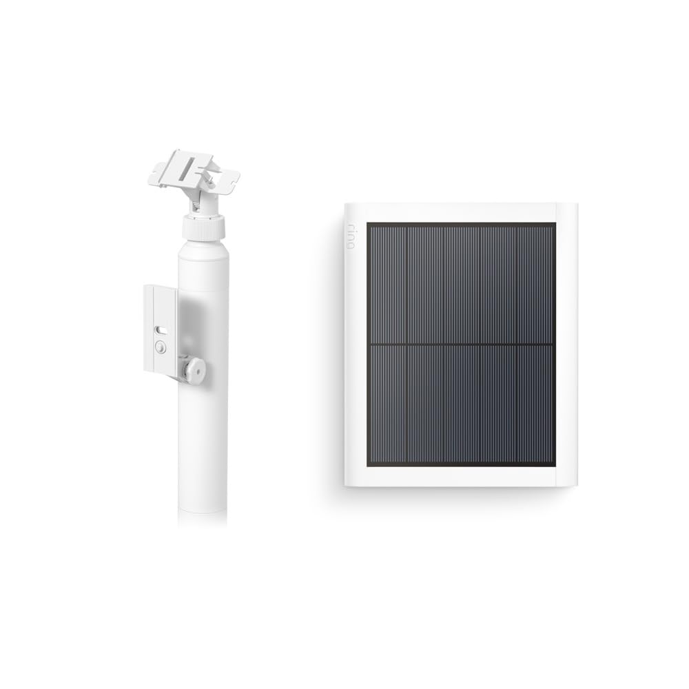 All-New Ring Stake Mount for Security Cameras & Solar Panels - Compatible with Ring Stick Up Cam, Stick Up Cam Pro, Spotlight Cam Plus & Spotlight Cam Pro - Includes 4W 2nd Gen Solar Panel (White) - Perfect for Outdoor Home Security & Wireless Camera Power Solutions