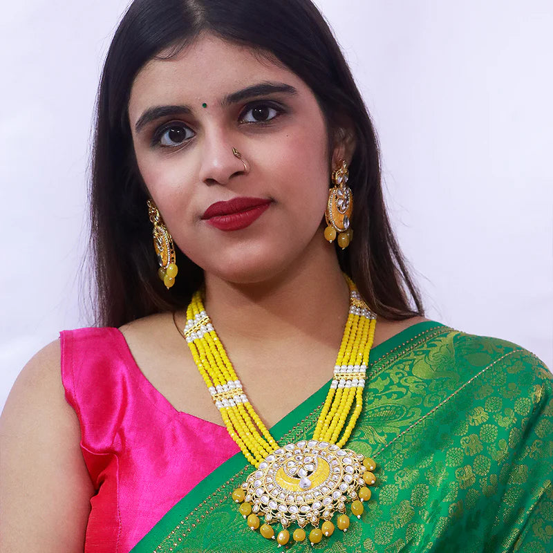 Luxury Gold Plated Royal Kundan Long Necklace for Women - Elegant Indian Bridal Jewelry for Weddings, Parties & Special Occasions