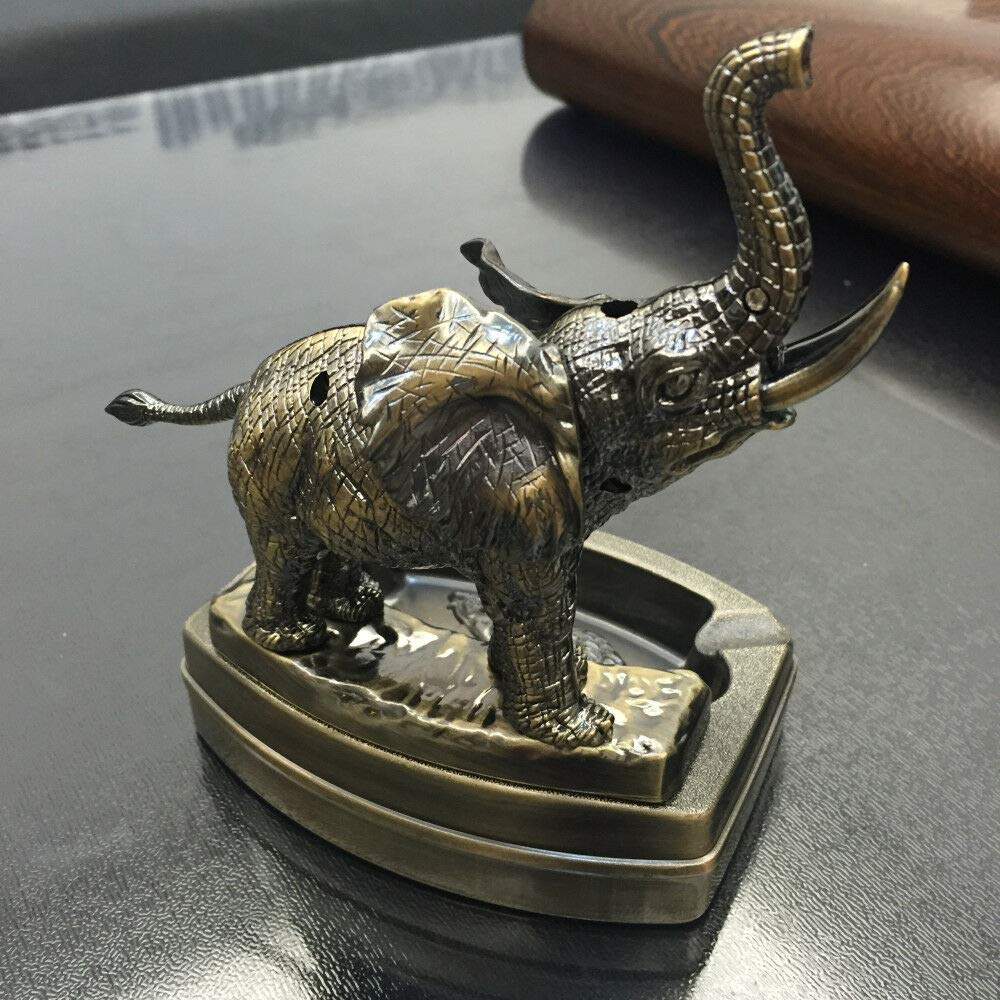 Refillable Butane Table Lighter with Elephant Design - Cigar & Cigarette Lighter with Built-in Ashtray - Perfect for Smoking Accessories, Home Decor, and Gift Ideas