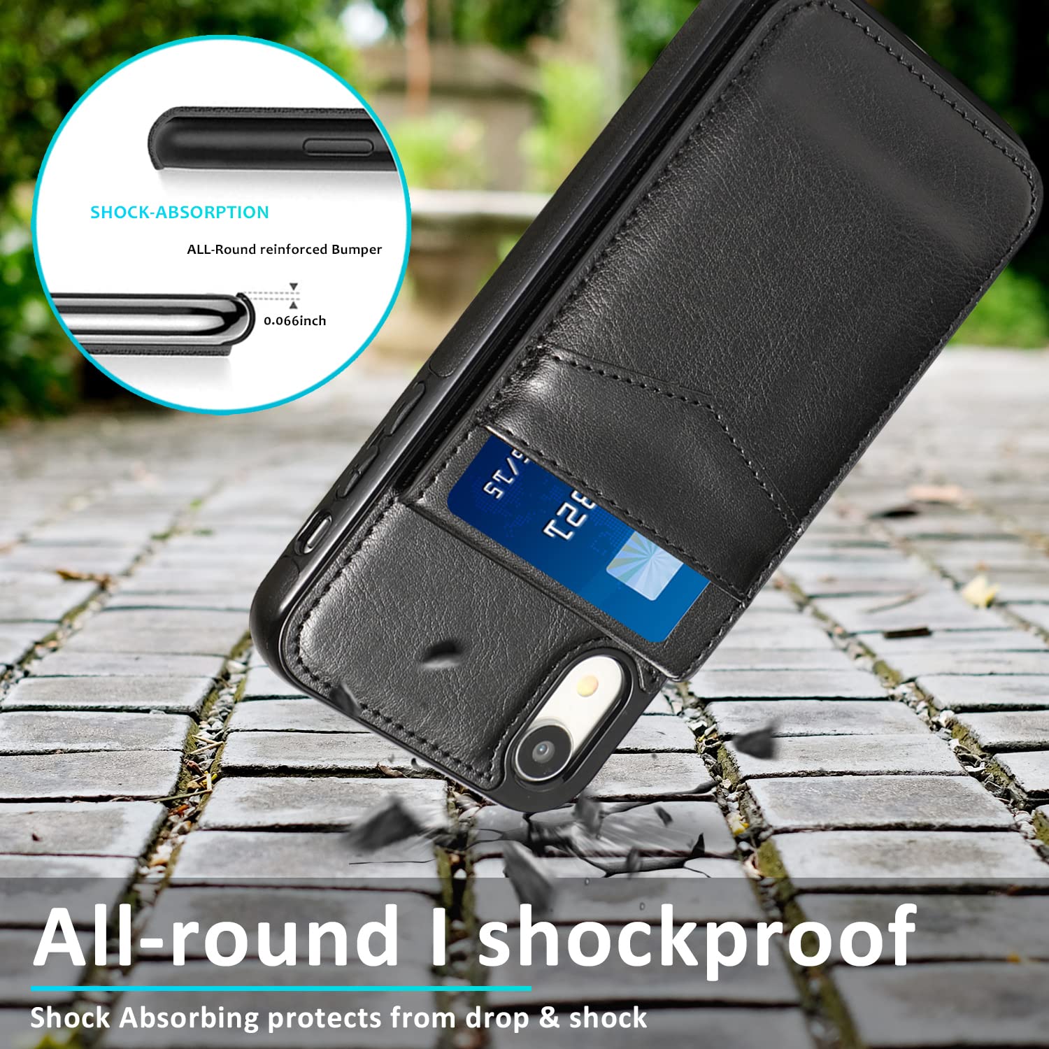Premium iPhone XR Wallet Case with RFID Blocking Credit Card Slots - PU Leather Protective Cover for iPhone XR 6.1 Inch (Black) - Perfect for Travel, Work & Everyday Use