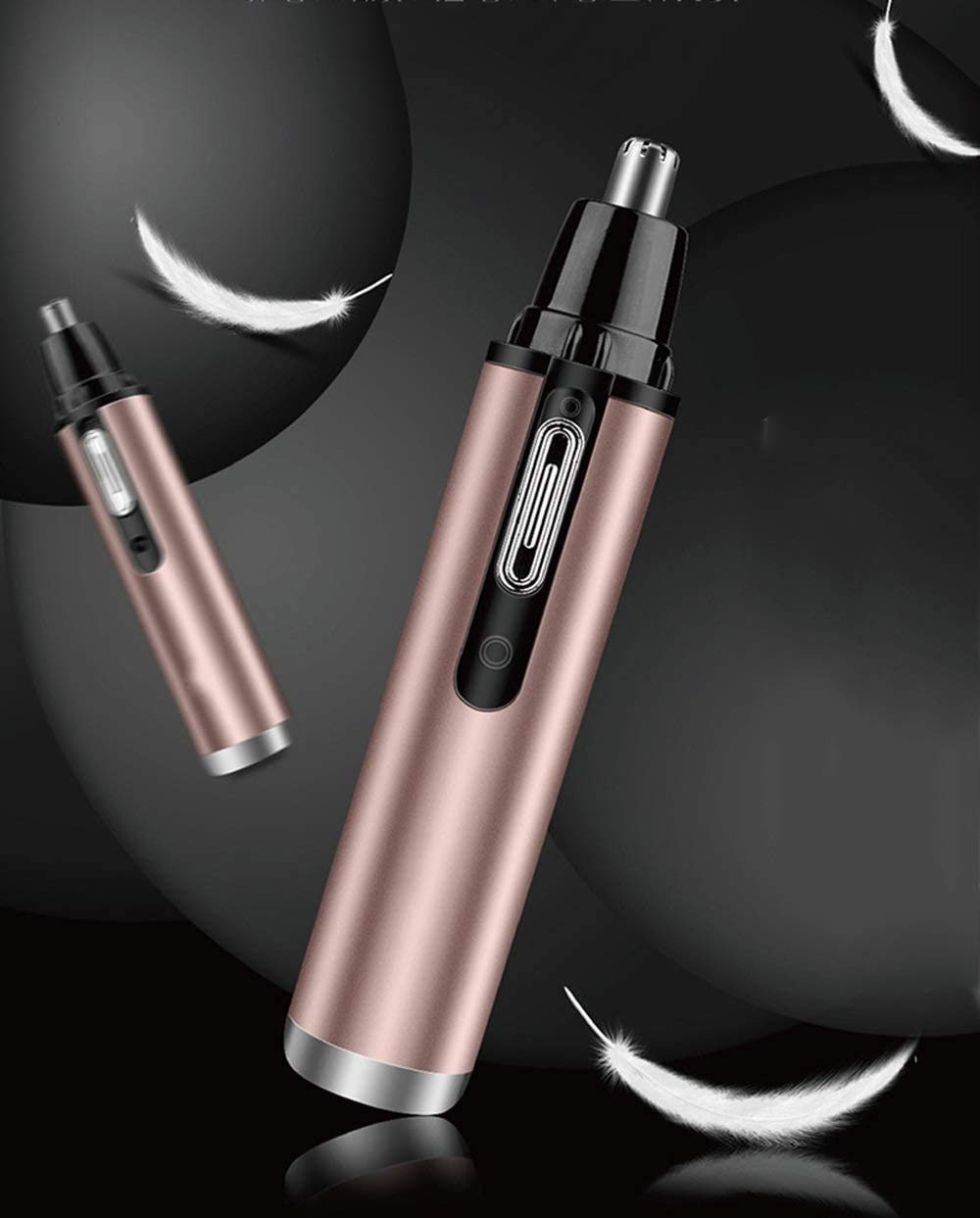 Professional USB Rechargeable Eyebrow & Facial Hair Trimmer for Men & Women - Waterproof Double-Edge Stainless Steel Blade - Rose Gold | Perfect for Travel, Grooming & Personal Care