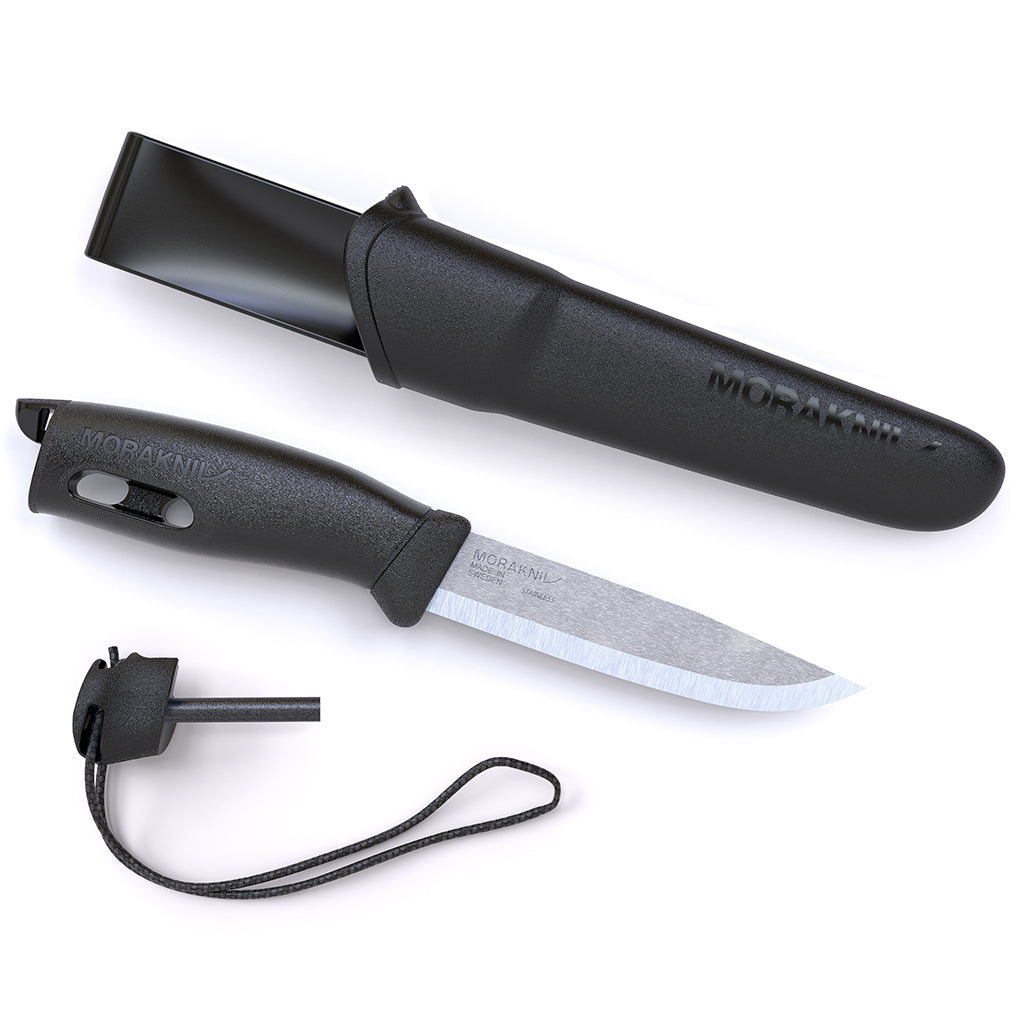 MoraKniv Companion Knife with Fire Starter - Stainless Steel Survival Knife for Outdoor Camping, Hiking, Hunting & Bushcraft Activities