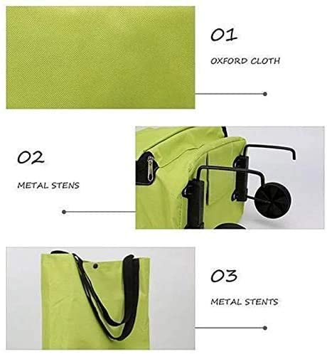 2 in 1 Foldable Shopping Cart with Wheels - Collapsible Grocery Cart & Storage Bag for Supermarket, Travel & Home Use - Heavy Duty Zippered Trolley (Black) | Perfect for Grocery Shopping, Laundry & Outdoor Activities