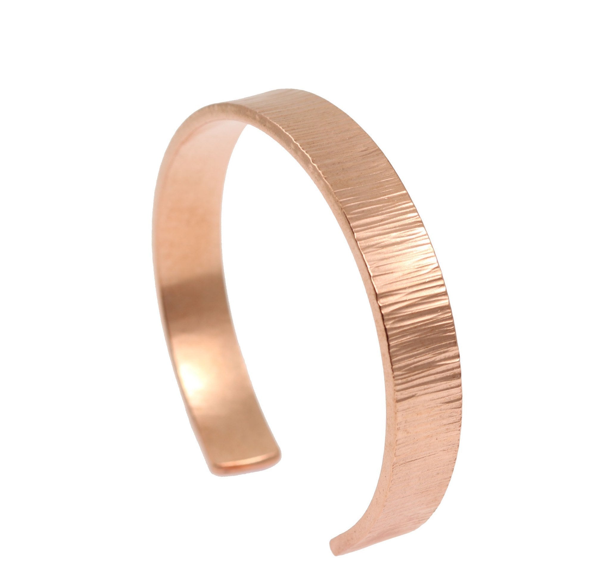 Men's 10mm Wide Chased Copper Cuff Bracelet - Handmade Boho Jewelry for Men, Gift for Him, Wedding, Anniversary & Special Occasions