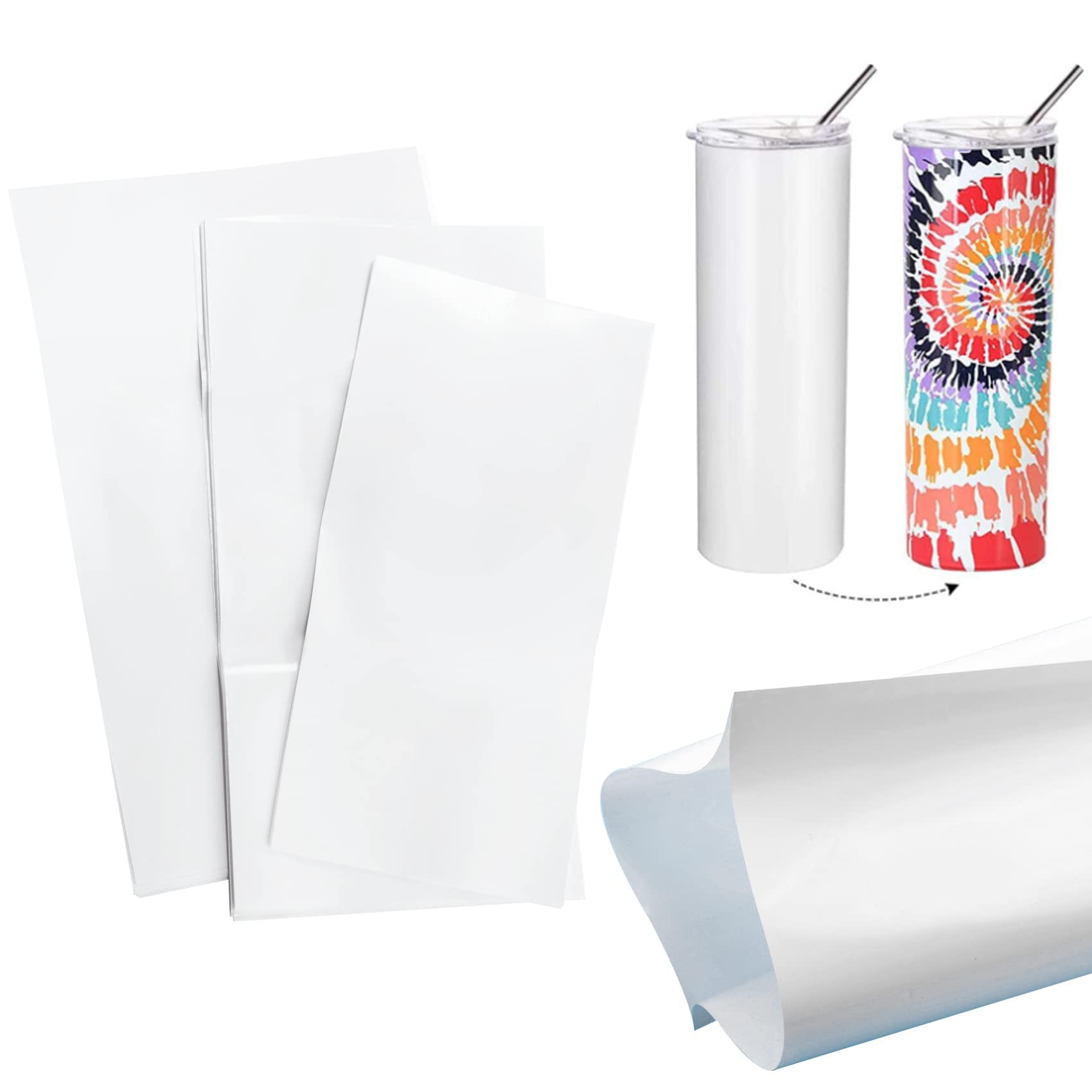 Garta 30Pcs Sublimation Shrink Wrap Film - 3 Sizes Heat Transfer Shrinkable Bags for Mugs, Tumblers & Cups (White/Clear) - Perfect for DIY Crafts, Gift Wrapping & Drinkware Protection