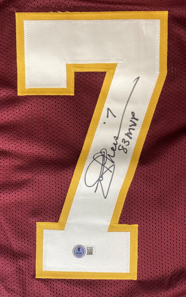 Joe Theismann Autographed Washington Redskins Maroon Football Jersey - 1983 MVP Season - Collectible Memorabilia for Fans & Sports Enthusiasts - Perfect for Display, Gifts, and Game Day Decor