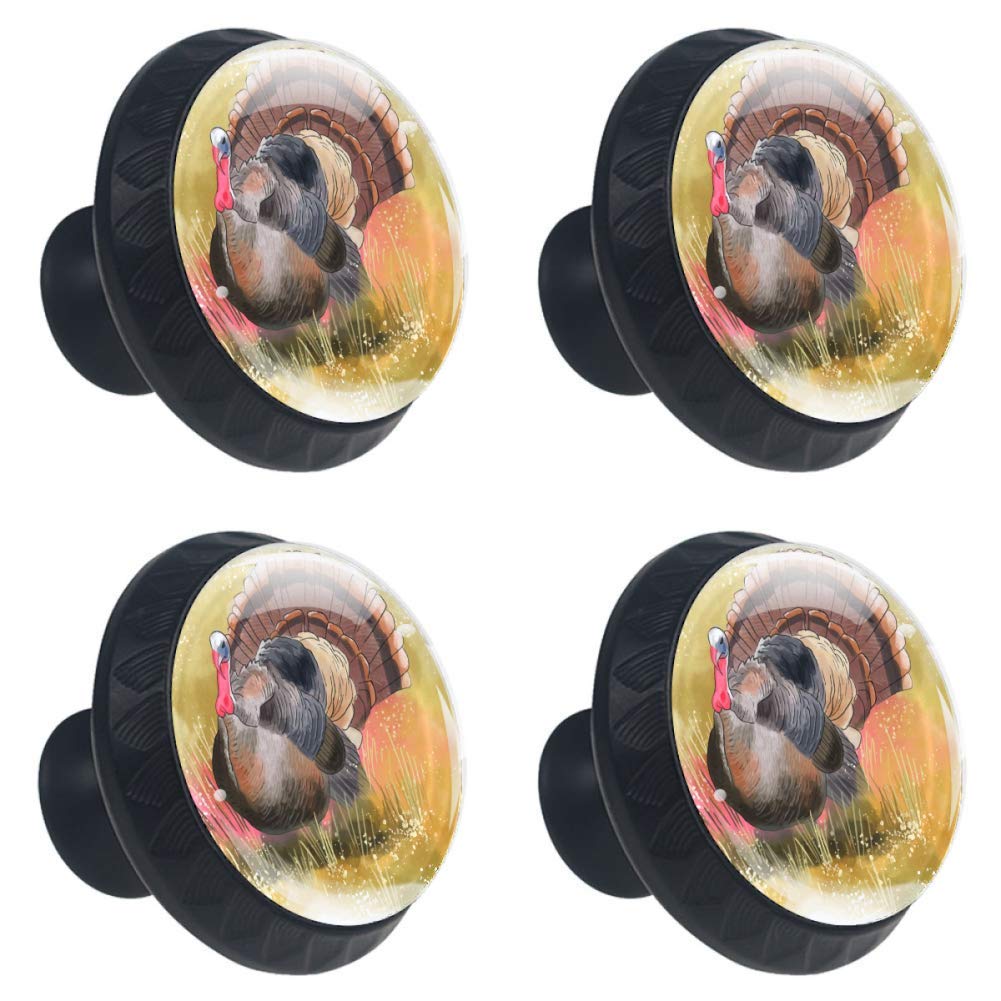 Wild Turkey Cabinet Knobs - 1.37 Inch Round Drawer Pulls - 4 Pack Kitchen Cabinet Hardware - Perfect for Rustic Farmhouse, Cabin & Country Style Home Decor