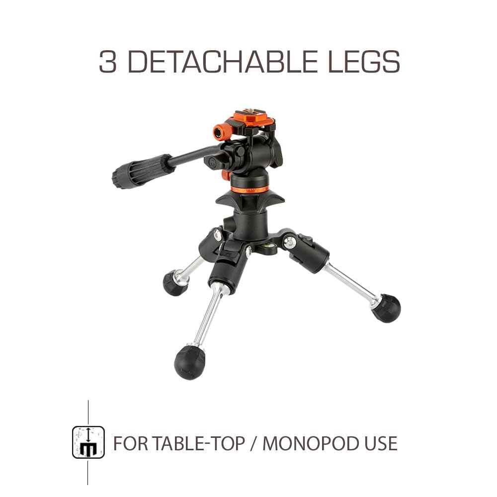 3 Legged Thing Billy Carbon Fiber Video Tripod Kit - Lightweight Travel Tripod for DSLR & Mirrorless Cameras (Lava Black/Orange) | Perfect for Vlogging, Photography & Outdoor Adventures