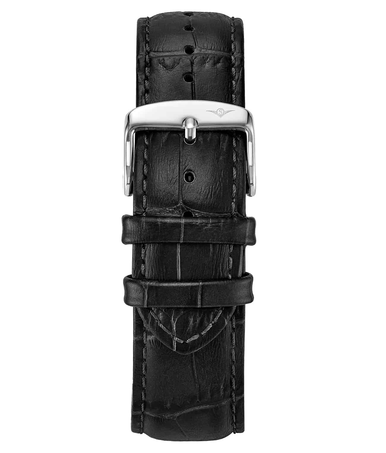 Leather/Black Leather/Tang/Steel Buckle/22mm width/7.5in length