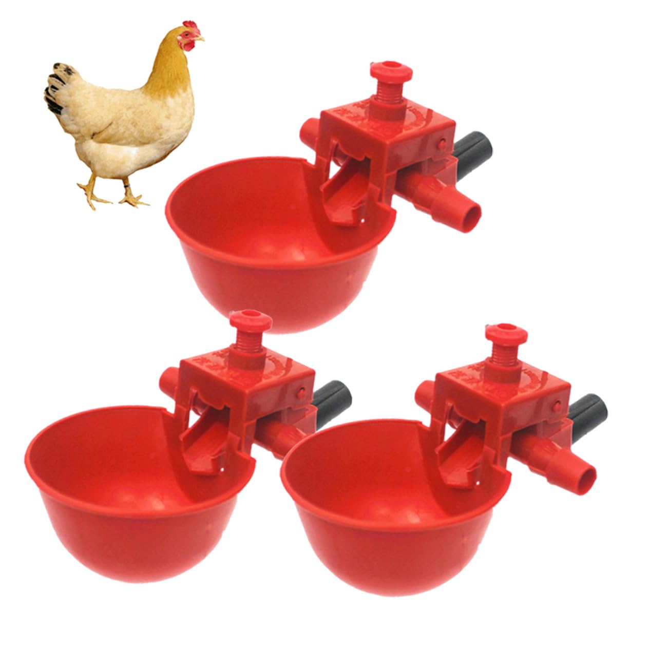 Hemobllo 20pcs Stainless Steel Automatic Poultry Waterer - Quail Coop Fountain, Goose & Pigeon Drinker Bowl for Bird Cage, Chicken Feeder - Durable Red Drinking Cups for Homing Pigeons | Perfect for Backyard Poultry Farming & Bird Keeping
